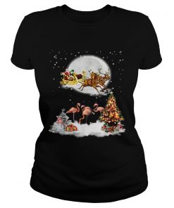 Flamingo Christmas Santa Riding Reindeer  Classic Ladies