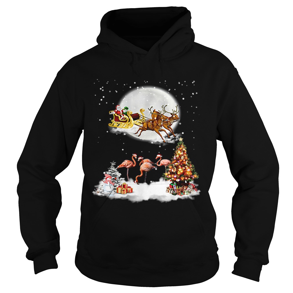 Flamingo Christmas Santa Riding Reindeer Hoodie