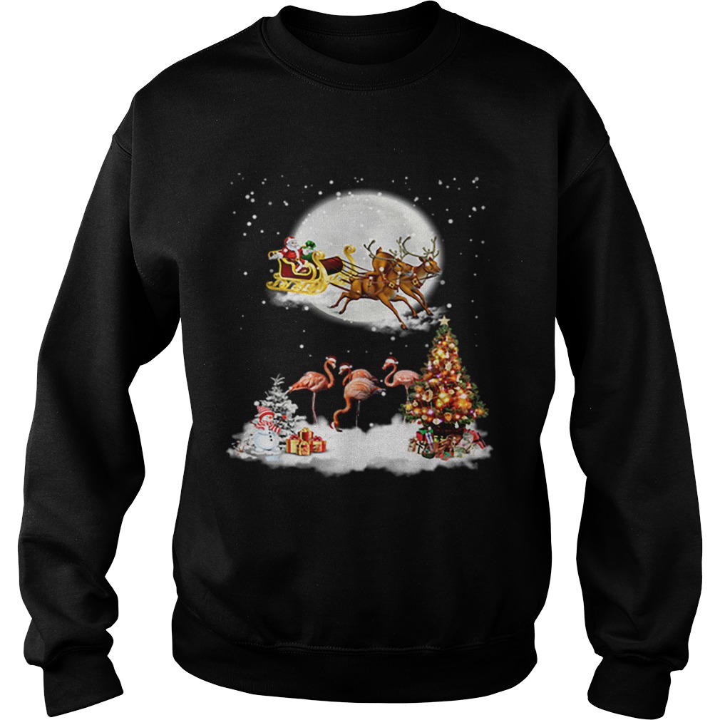 Flamingo Christmas Santa Riding Reindeer Sweatshirt