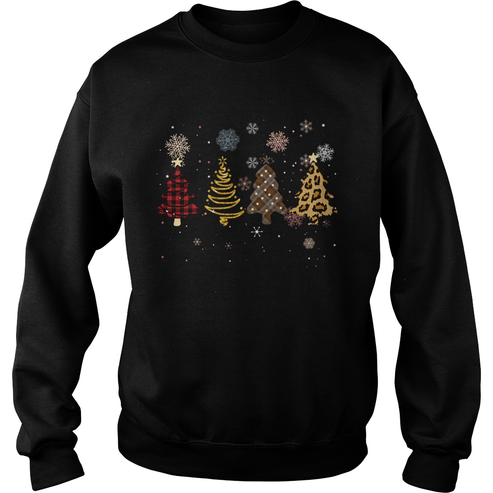 Four Tree Christmas Pattern Cloth Leopard Print Xmas Gift Sweatshirt