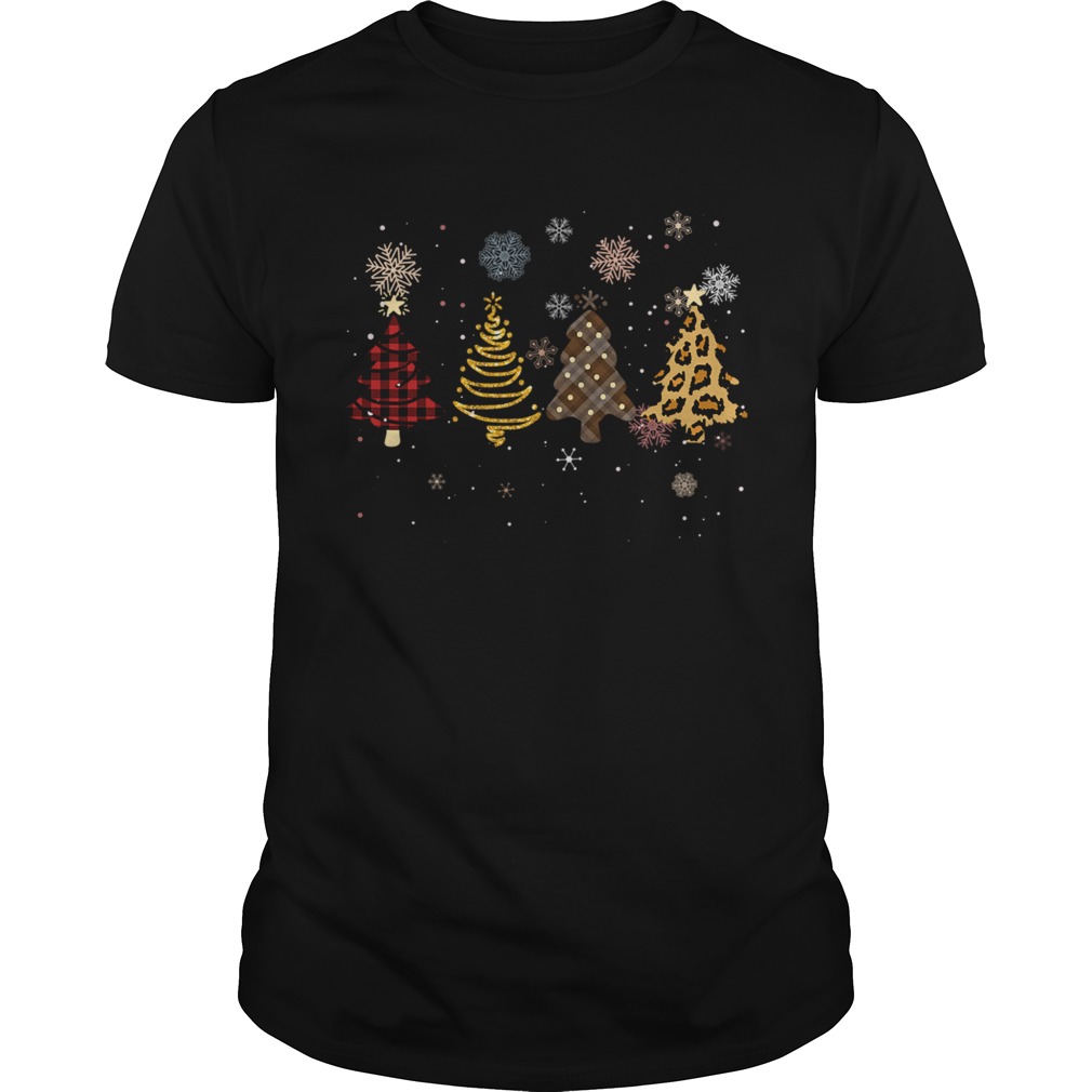 Four Tree Christmas Pattern Cloth Leopard Print Xmas Gift shirt