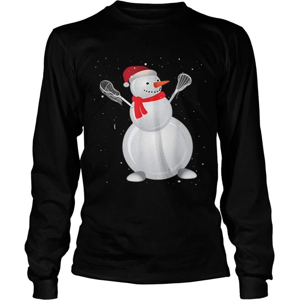 Funny Lacrosse Snowman Christmas Pajamas Matching LongSleeve