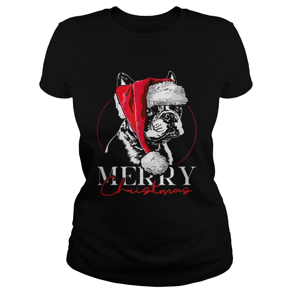 Funny Santa Boston Terrier Merry Christmas dog mom gift Classic Ladies