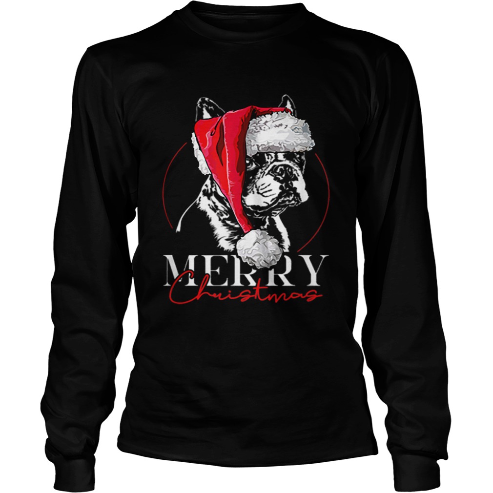 Funny Santa Boston Terrier Merry Christmas dog mom gift LongSleeve