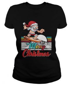 Funny Surfing Santa Claus Hawaiian Christmas Women Men Gift  Classic Ladies