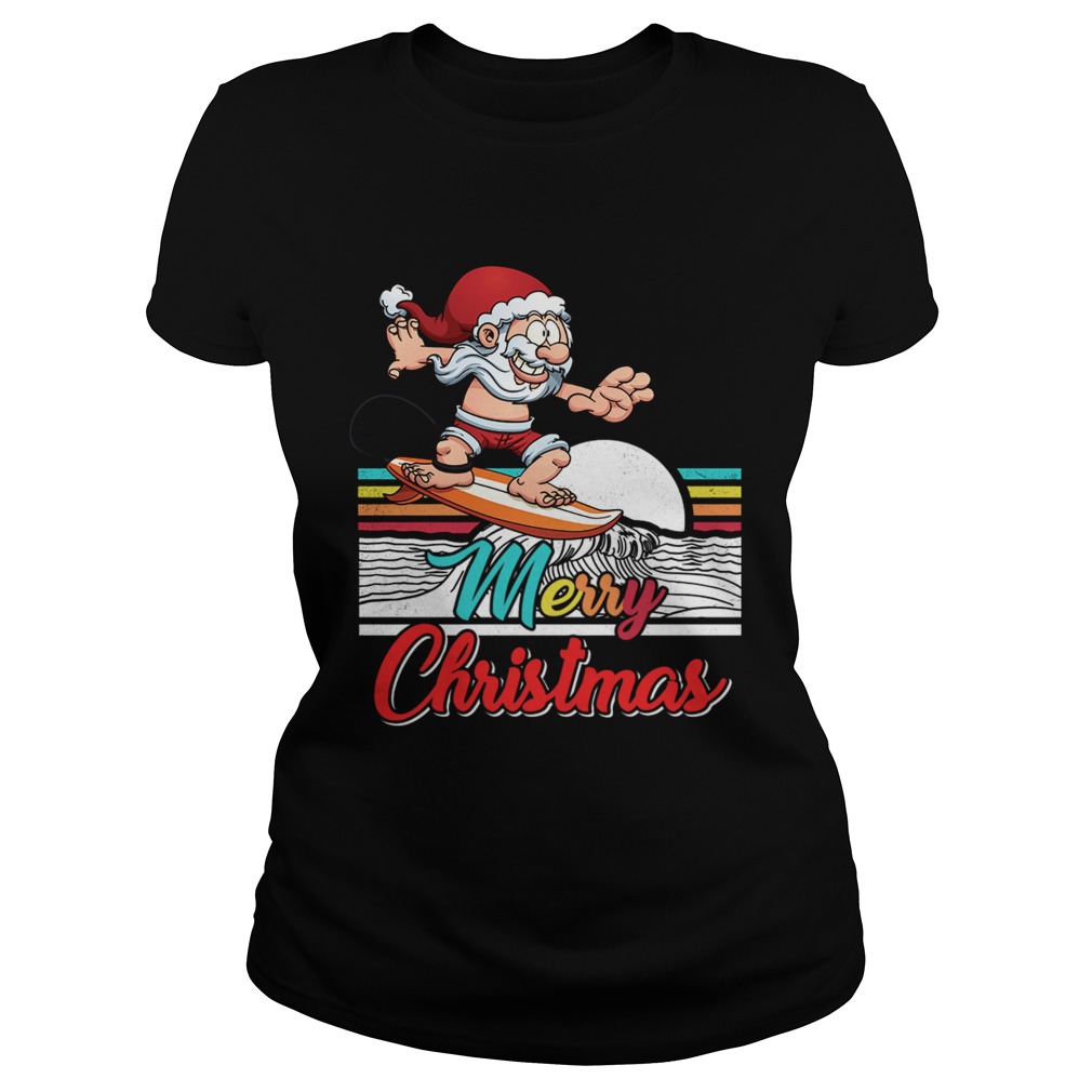 Funny Surfing Santa Claus Hawaiian Christmas Women Men Gift Classic Ladies