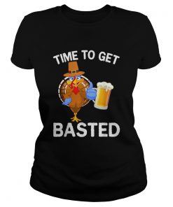 Funny Time To Get Basted Beer Drinking Thanksgiving Turkey  Classic Ladies