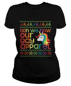 Gay Christmas Rainbow Unicorn Don We Now Our Gay Apparel  Classic Ladies