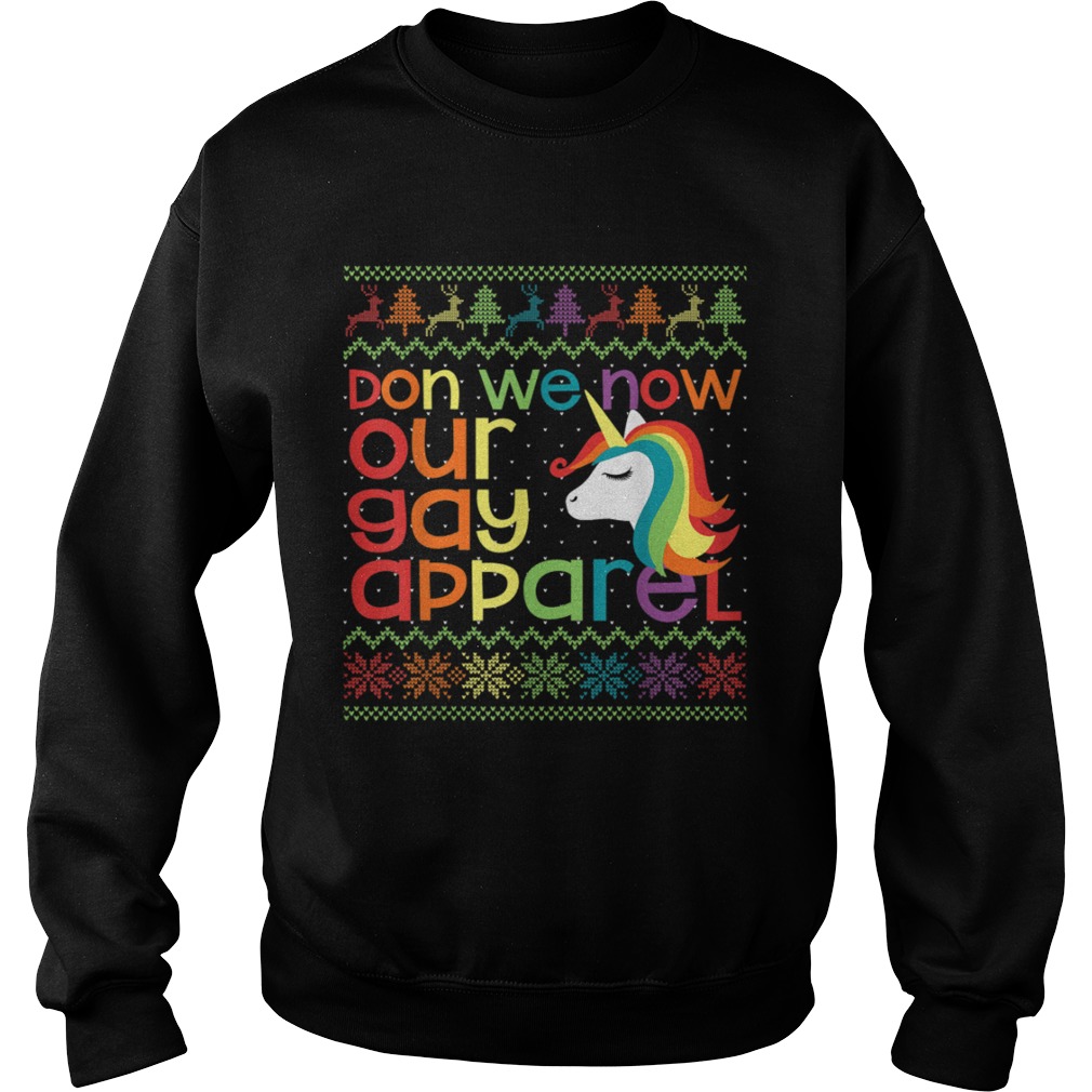 Gay Christmas Rainbow Unicorn Don We Now Our Gay Apparel Sweatshirt