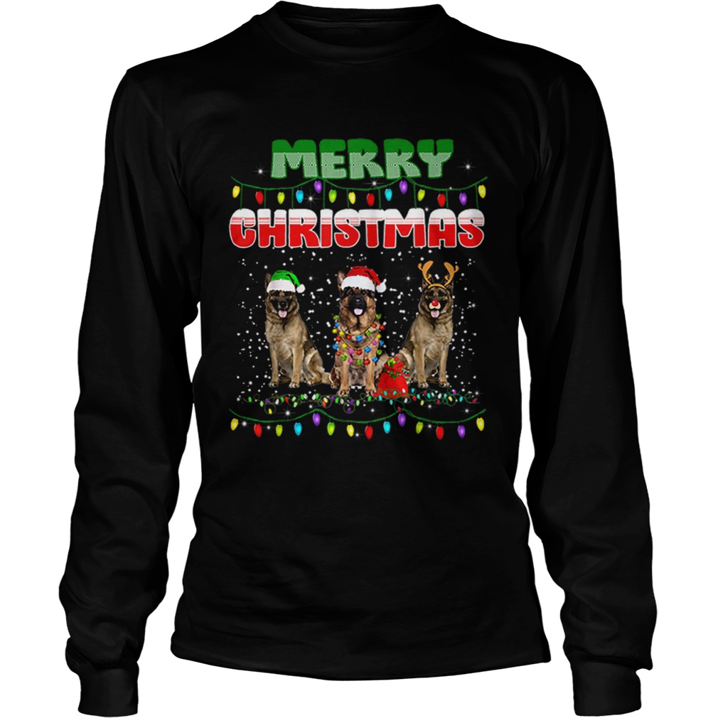 German Shepherd Christmas Light Merry Christmas LongSleeve