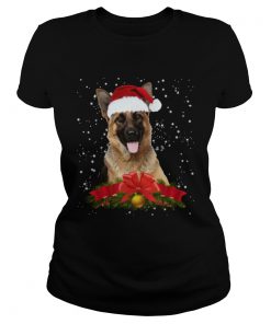 German Shepherd In Christmas Hat Funny Xmas  Classic Ladies