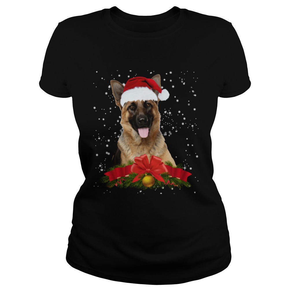 German Shepherd In Christmas Hat Funny Xmas Classic Ladies