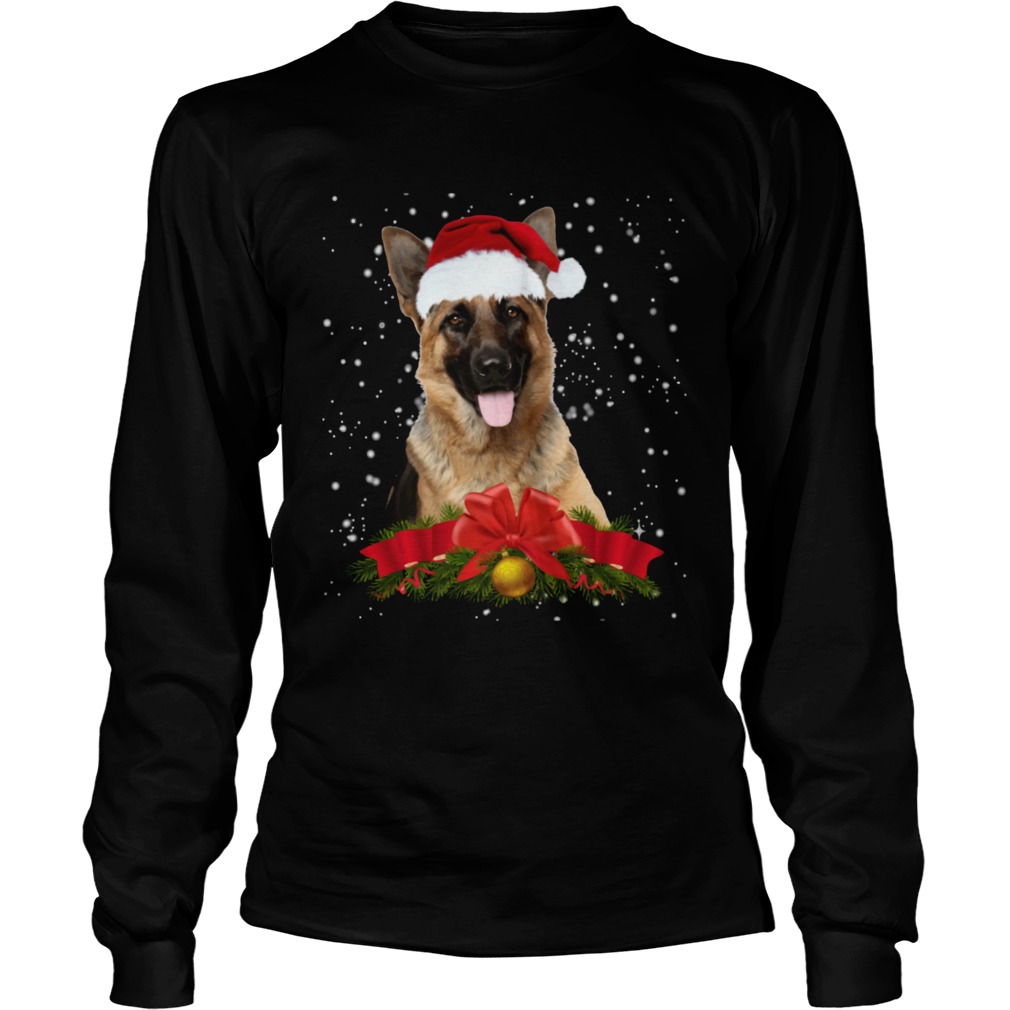 German Shepherd In Christmas Hat Funny Xmas LongSleeve