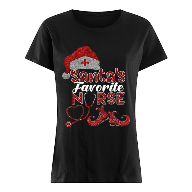 Glitter Santa's Favorite Nurse Christmas Classic Women's T-shirt