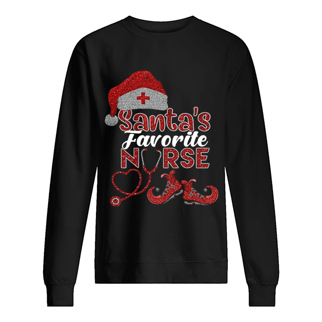 Glitter Santa's Favorite Nurse Christmas Unisex Sweatshirt