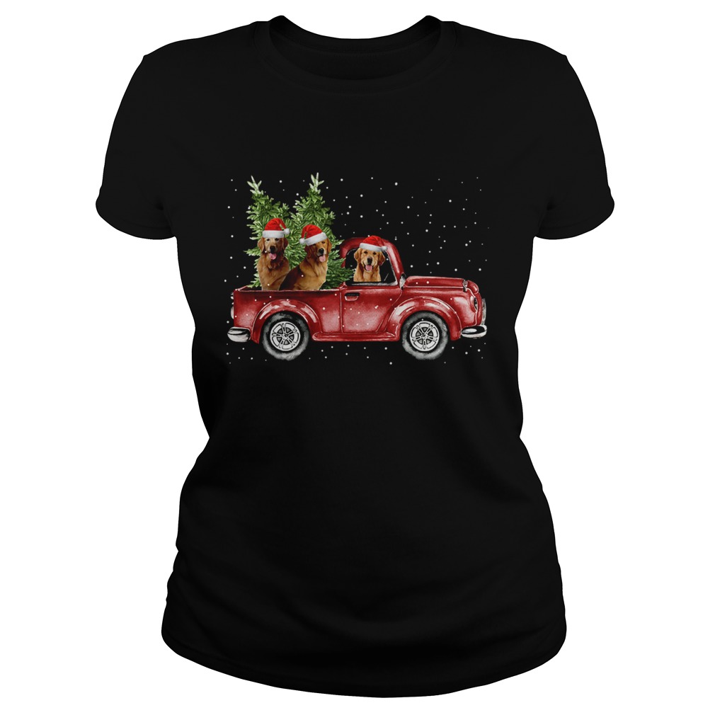 Golden Retriever Christmas Car Classic Ladies