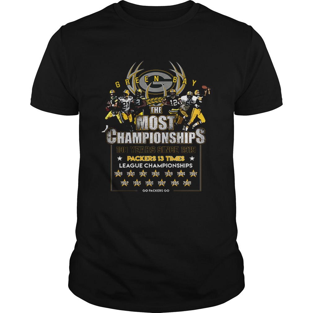 Green Bay Packers the most championships 100 years since 1919 shirt