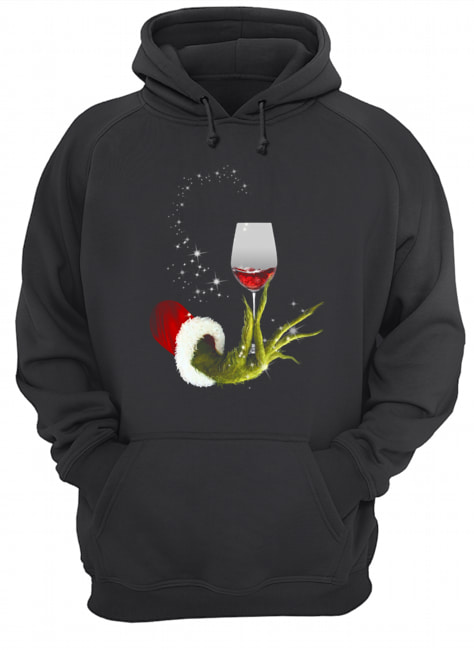 Grinch Hand Holding Glass of Wine Unisex Hoodie