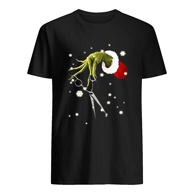 Grinch Hand Holding Scissor Christmas shirt