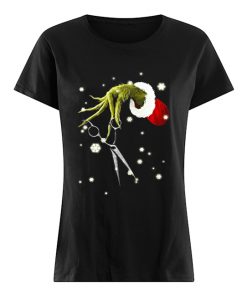 Grinch Hand Holding Scissor Christmas  Classic Women's T-shirt