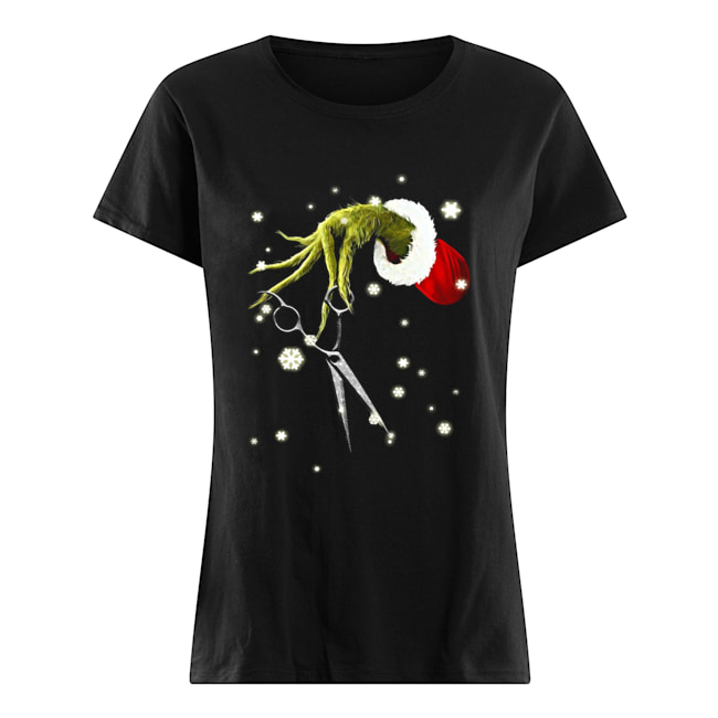 Grinch Hand Holding Scissor Christmas Classic Women's T-shirt