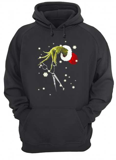 Grinch Hand Holding Scissor Christmas Unisex Hoodie