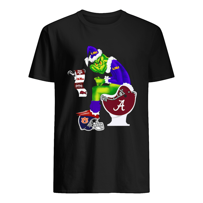 Grinch Santa Alabama Crimson Tide Sitting LSU Tigers Toilet Auburn Tigers Texas A&M Aggies shirt