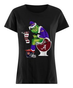 Grinch Santa Alabama Crimson Tide Sitting LSU Tigers Toilet Auburn Tigers Texas A&M Aggies  Classic Women's T-shirt