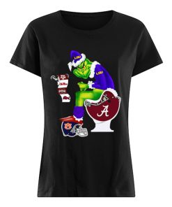 Grinch Santa Alabama Crimson Tide Sitting LSU Tigers Toilet Auburn Tigers Texas A&M Aggies  Classic Women's T-shirt