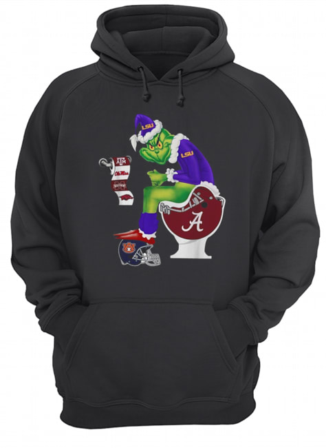 Grinch Santa Alabama Crimson Tide Sitting LSU Tigers Toilet Auburn Tigers Texas A&M Aggies Unisex Hoodie