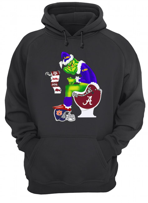 Grinch Santa Alabama Crimson Tide Sitting LSU Tigers Toilet Auburn Tigers Texas A&M Aggies Unisex Hoodie