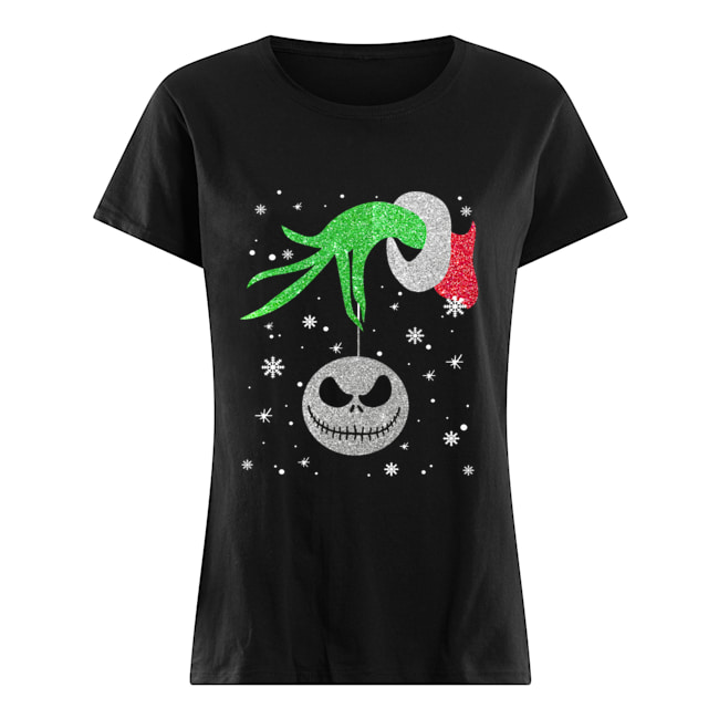 Grinch hand holding Jack Skellington Christmas Classic Women's T-shirt