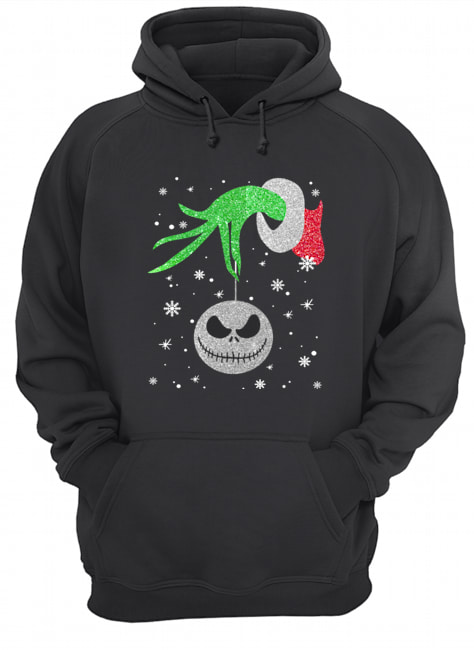 Grinch hand holding Jack Skellington Christmas Unisex Hoodie