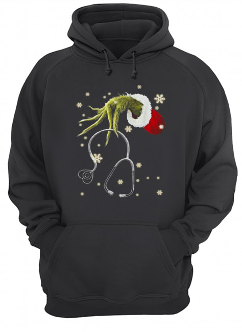 Grinch holding Headphone nurse Unisex Hoodie