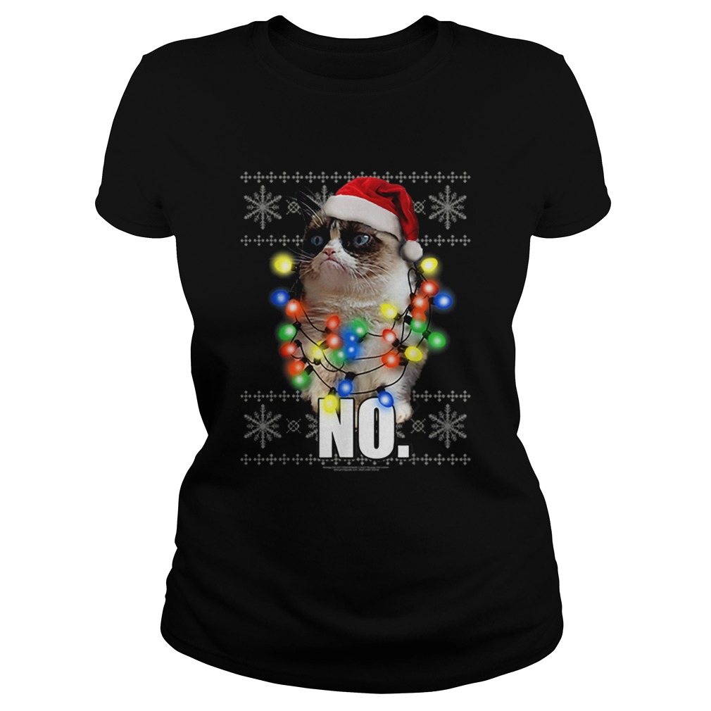 Grumpy Cat Ugly Sweater Christmas Lights No Graphic Classic Ladies