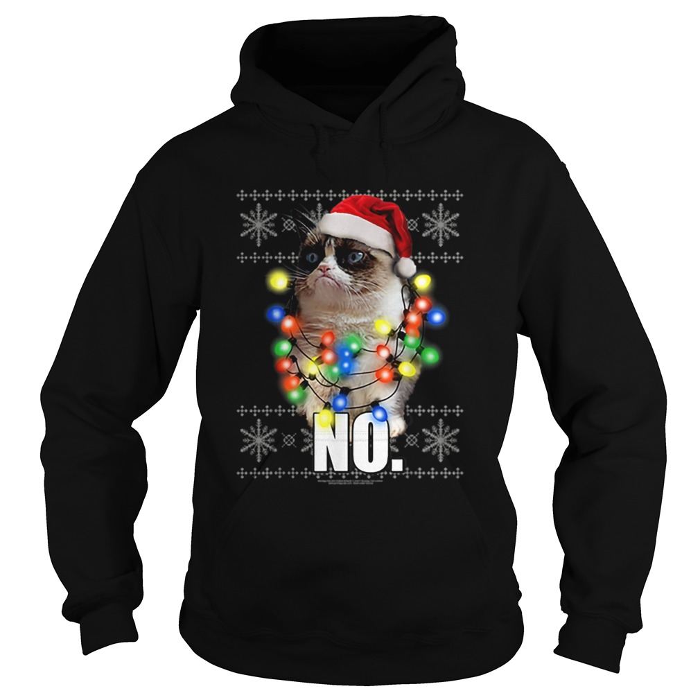 Grumpy Cat Ugly Sweater Christmas Lights No Graphic Hoodie