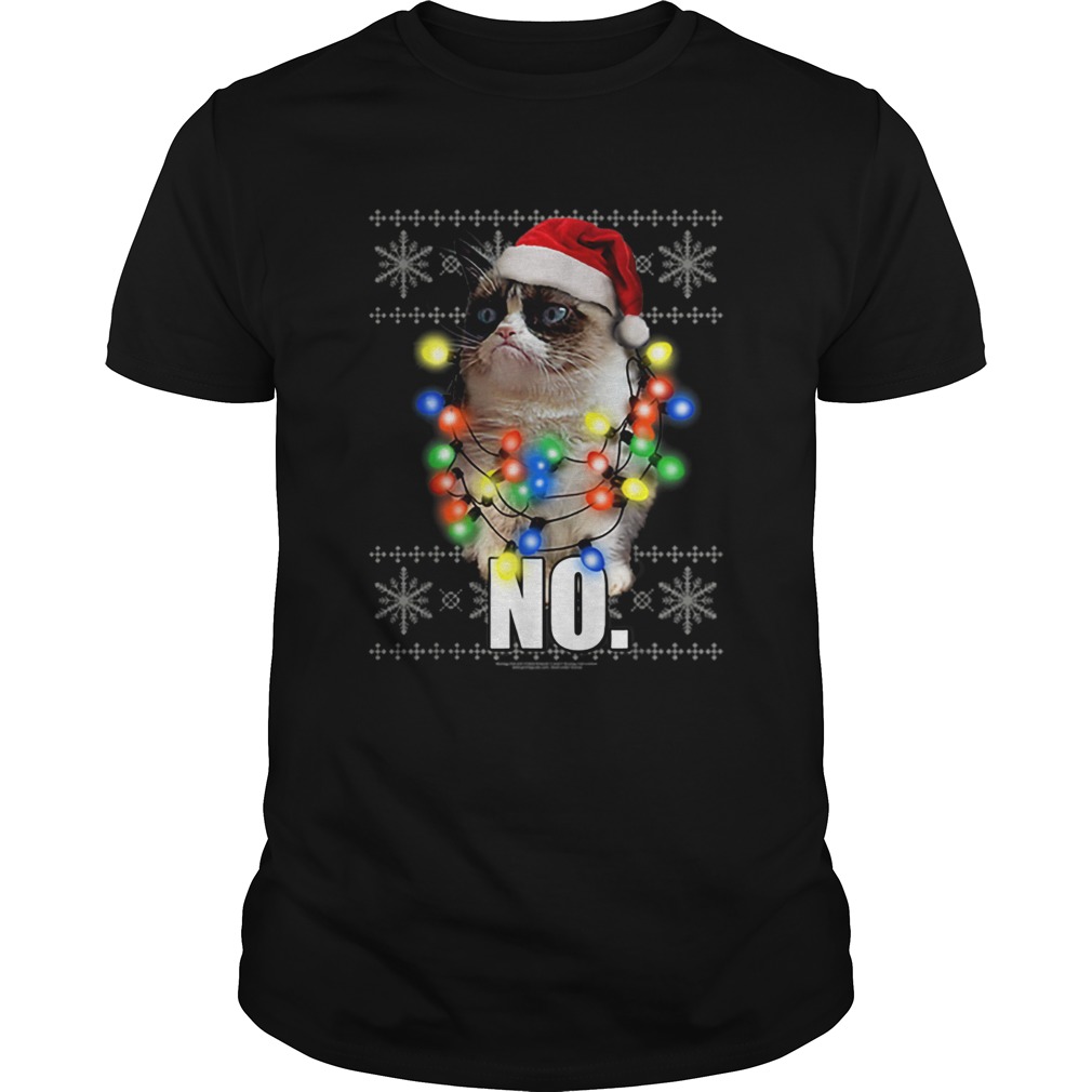 Grumpy Cat Ugly Sweater Christmas Lights No Graphic shirt