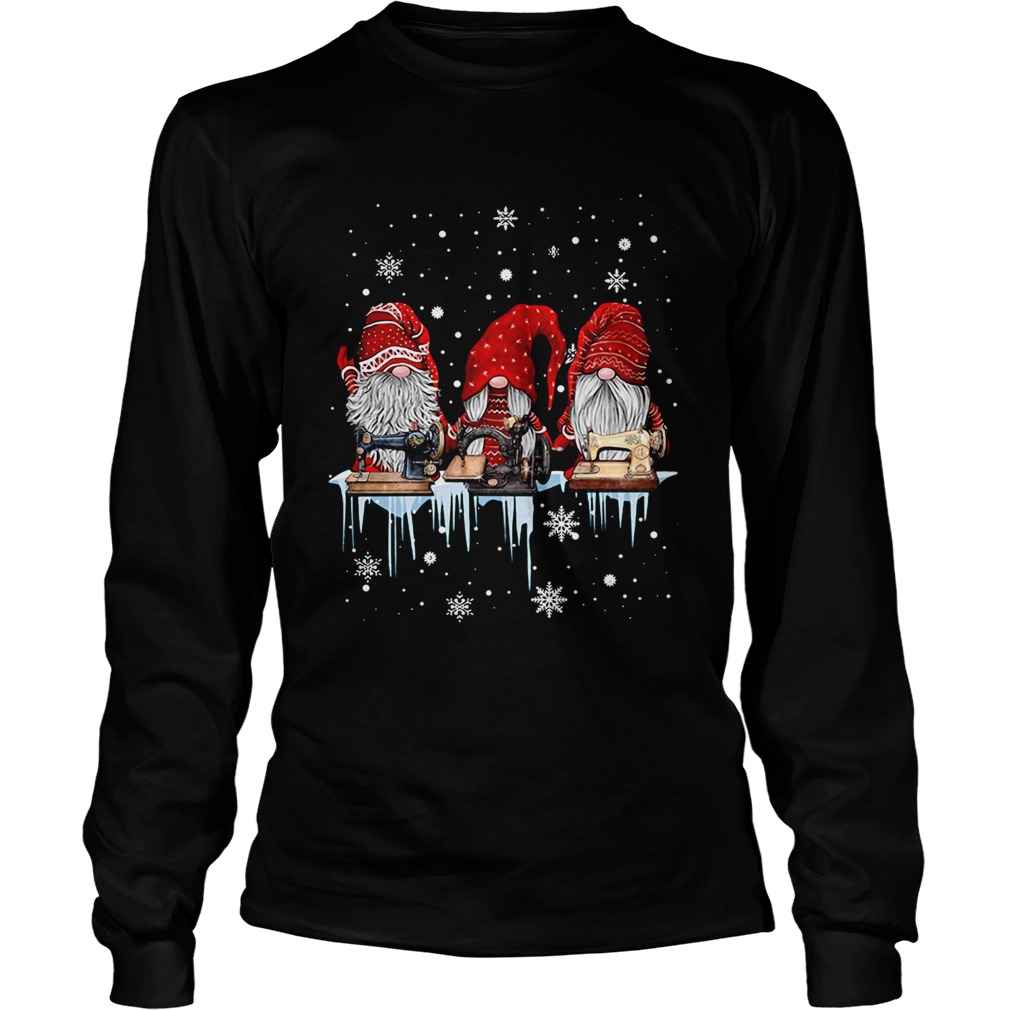 Hanging With Red Gnomies Sewing Machine Christmas LongSleeve