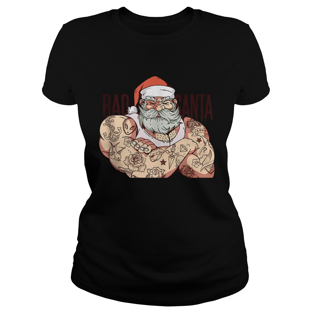 Hipster Rock Santa Claus Tattoo Christmas Classic Ladies