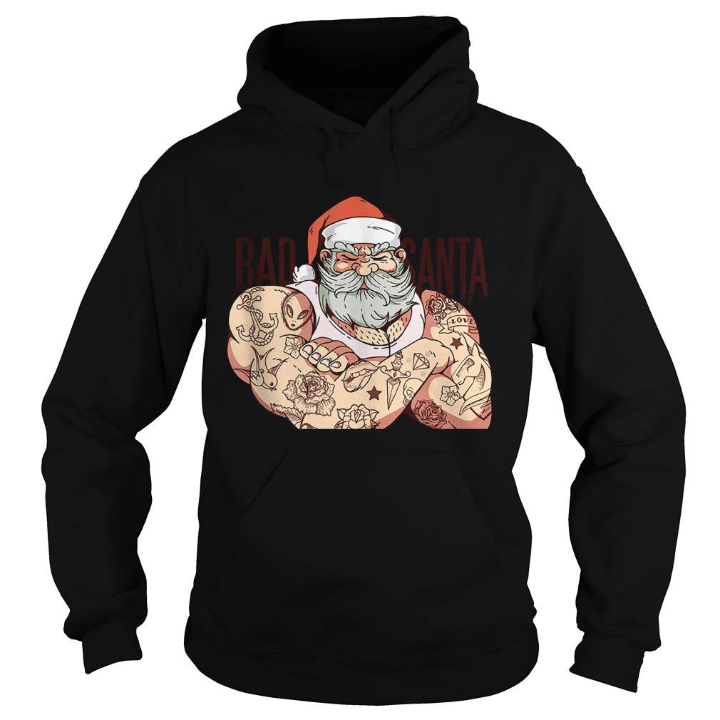 Hipster Rock Santa Claus Tattoo Christmas Hoodie