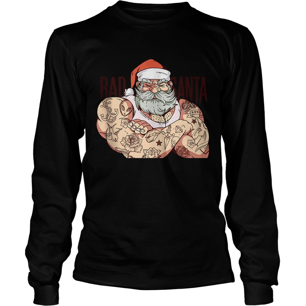 Hipster Rock Santa Claus Tattoo Christmas LongSleeve