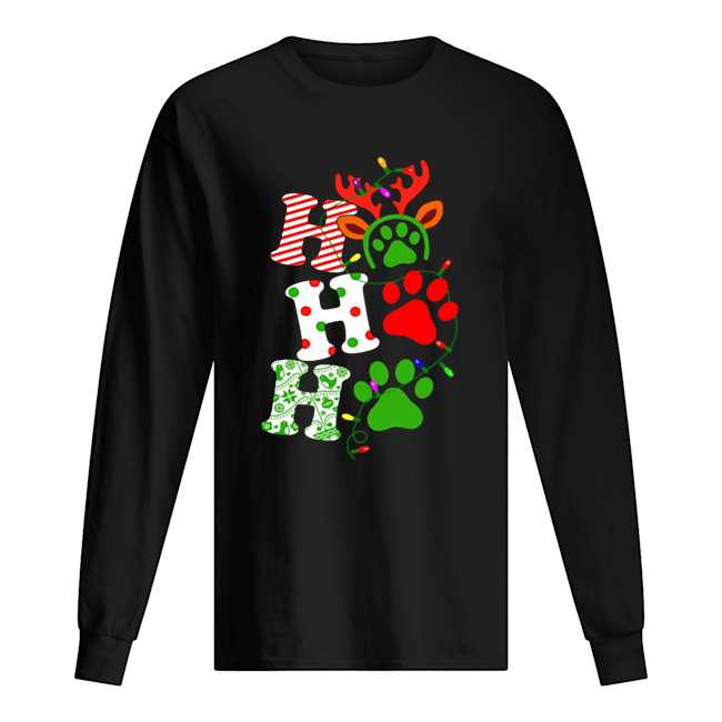 Ho Ho Ho Dog Paw Christmas Long Sleeved T-shirt 