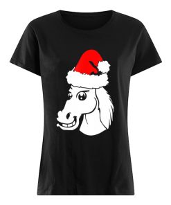 Horse Christmas Santa Hat  Classic Women's T-shirt