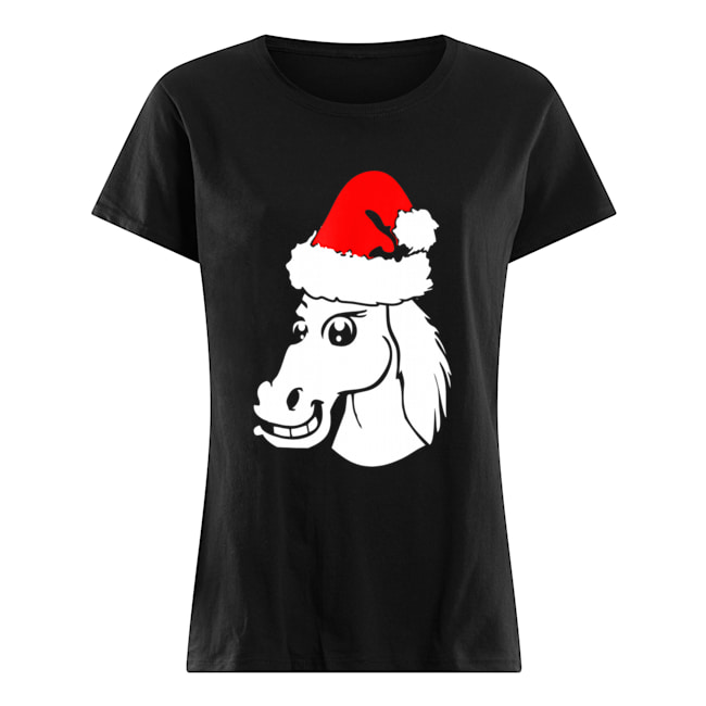 Horse Christmas Santa Hat Classic Women's T-shirt