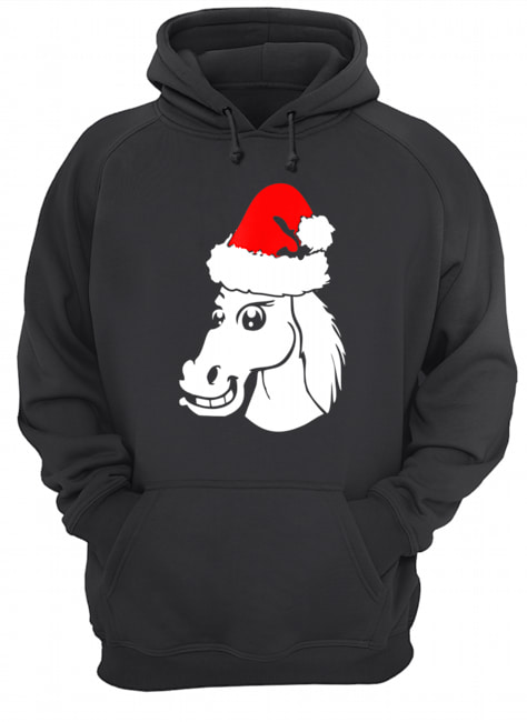 Horse Christmas Santa Hat Unisex Hoodie