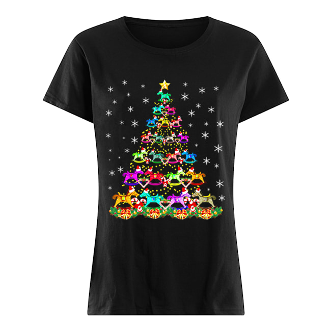 Horse Christmas Tree Candy Cane Gift Classic Women's T-shirt