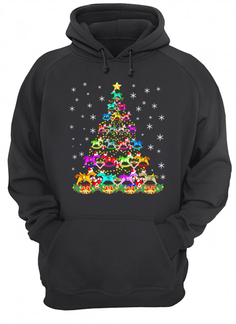 Horse Christmas Tree Candy Cane Gift Unisex Hoodie