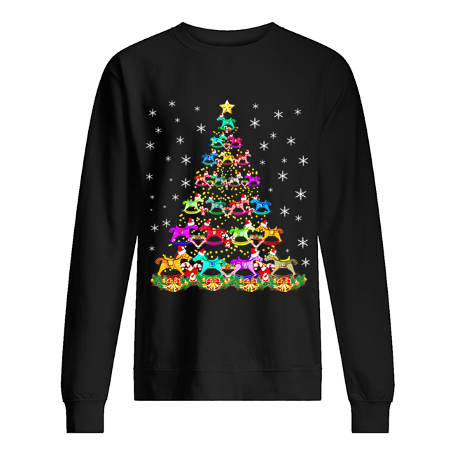 Horse Christmas Tree Candy Cane Gift Unisex Sweatshirt