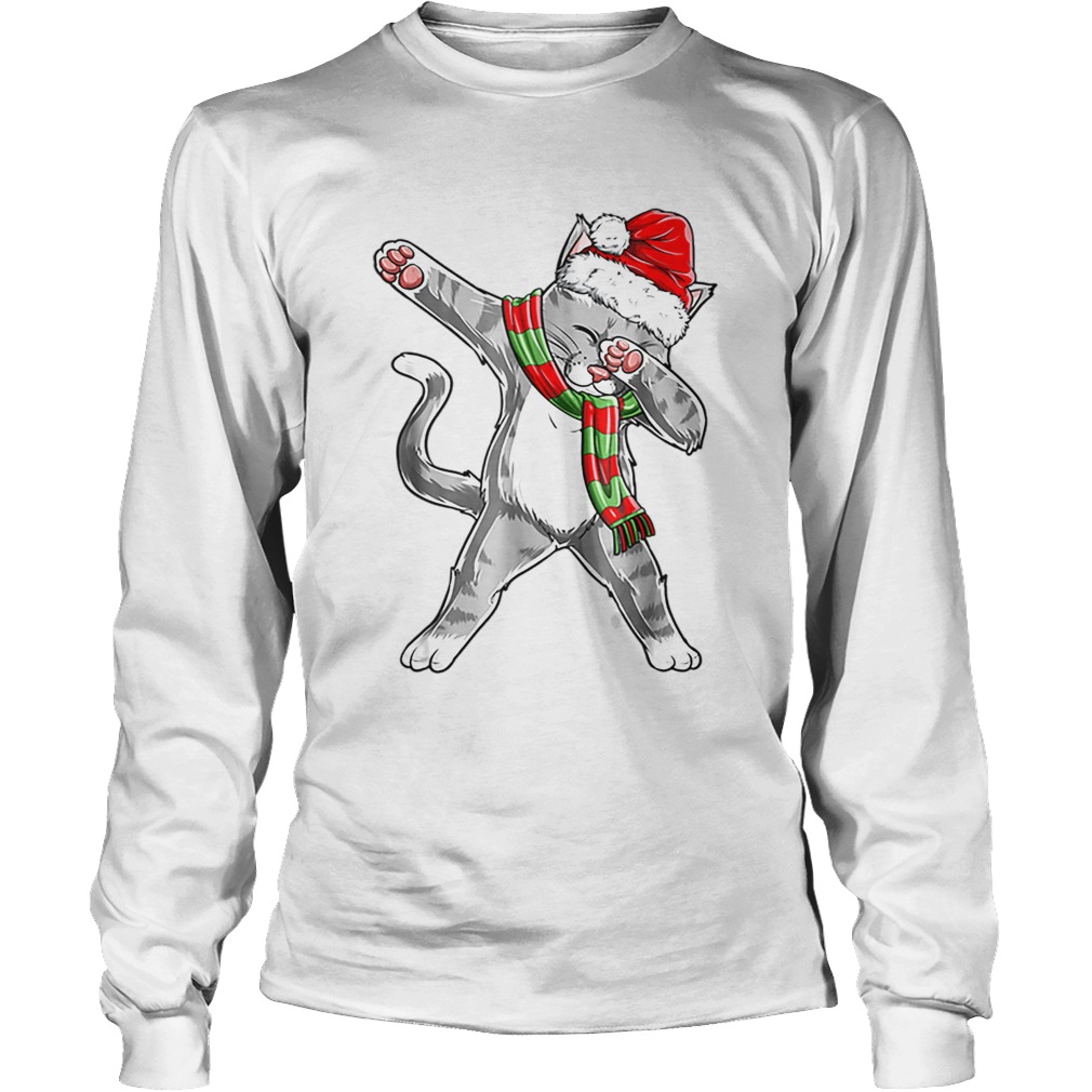 Hot Dabbing Cat Santa Christmas Kids Boys Girls Gifts LongSleeve