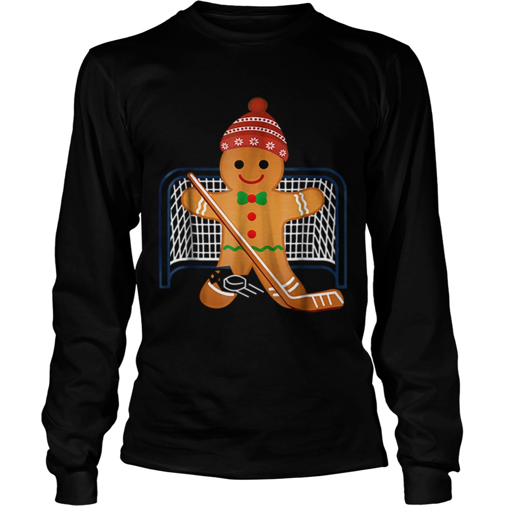 Hot Hockey Goalie Funny Christmas Gingerbread Man Goalie  LongSleeve